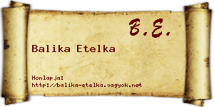 Balika Etelka névjegykártya